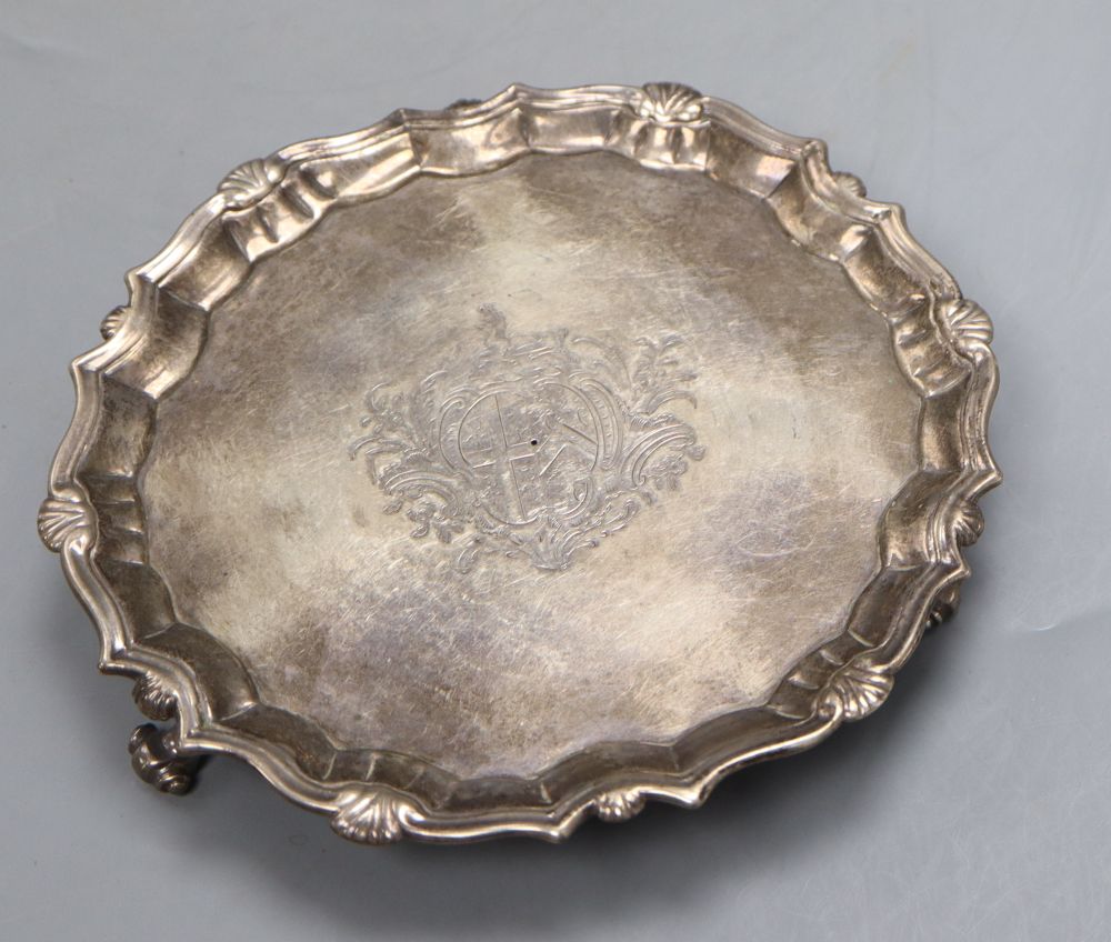 A George II silver waiter, John Sanders, London, 1746, 15.8cm, 6oz.